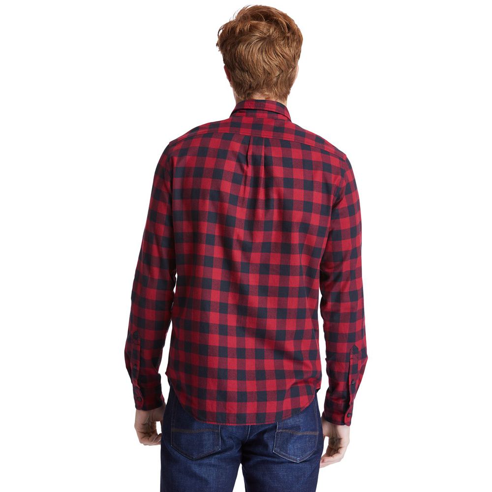 Camisa Timberland Hombre Nashua River Long-Sleeve Flannel Check Rojas/Negras - Chile VHR-326190